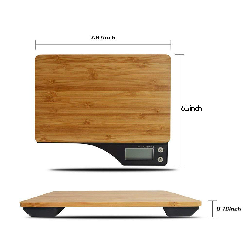 CK350 5000g/1g Bamboo Board Kitchen Digital Scale Electronic LCD Display Cooking Baking Food Ingredients Weight Measuring Scale (CE Certificated)
