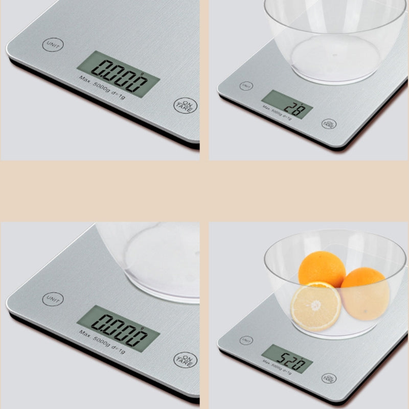 CK451 5000g/1g Kitchen Digital Scale Electronic LED Display Cooking Baking Food Scale Weight Measuring Tool (CE Certificated) - Silver