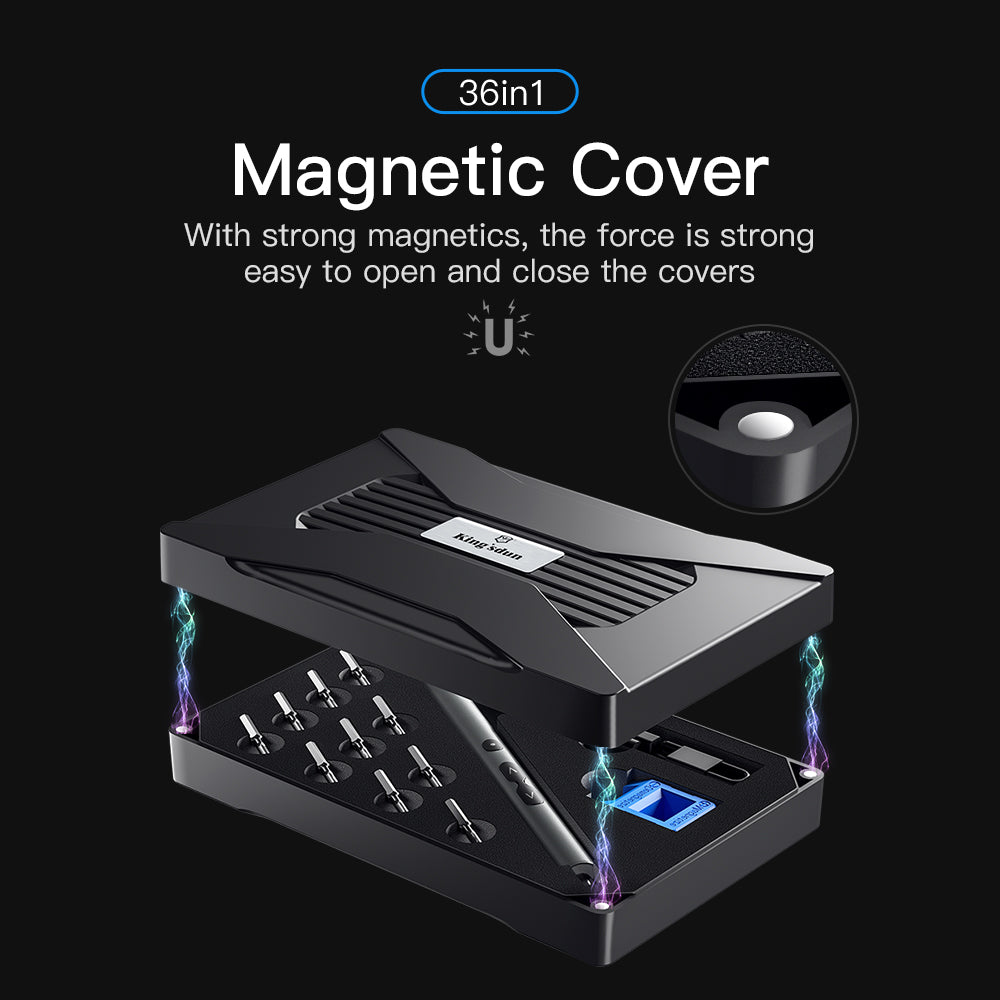 KING'SDUN KS-882040 3Pcs Electric Repair Tool Kit Portable Mini Screwdriver Set with 23 Bits, 8 High-Speed Steel Bits, 2 Polished Bits