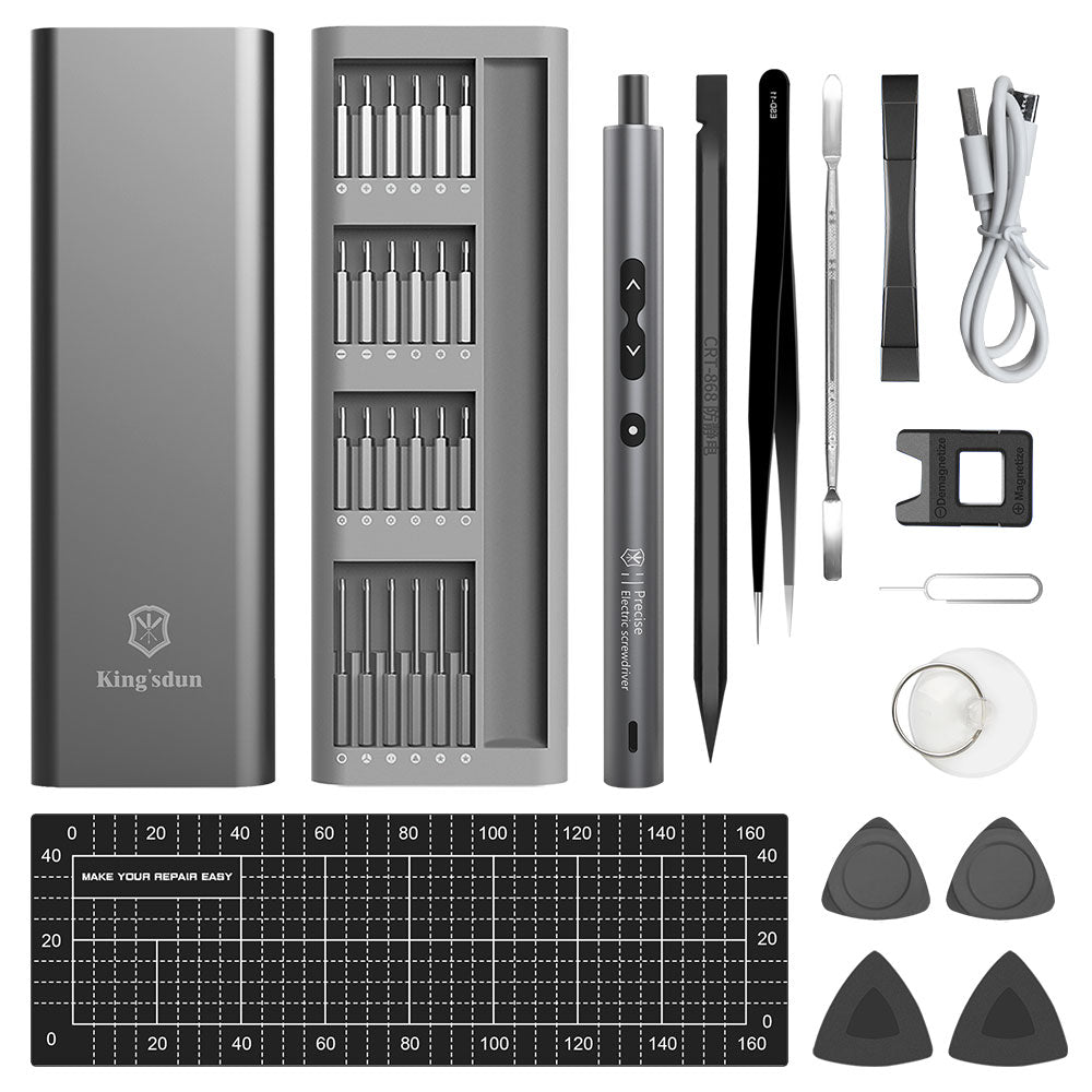 KING'SDUN KS-882038 Electric Repair Tool Kit with Bits 62Pcs Mini Screwdriver Set for Cameras, Drones, Computers