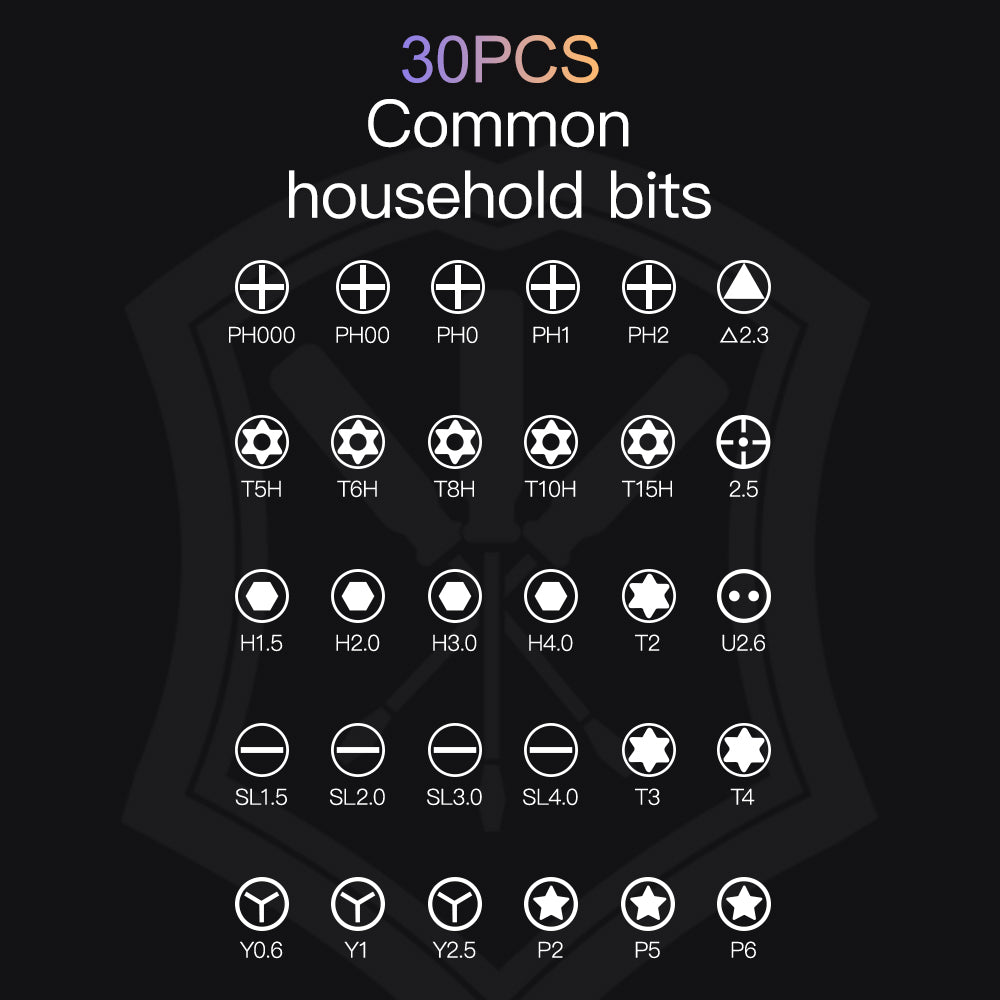 KING'SDUN KS-840084 32 in 1 Portable Precision Repair Tool Kit Magnetic Mini Screwdriver Set with 30Pcs Bits / Translucent Storage Box