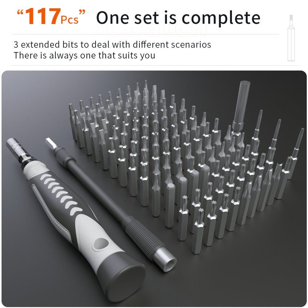KING'SDUN KS-840130 130-in-1 Precision Screwdriver Set with 120-Bits / Tweezers Portable Repair Tool Kit for Watches, Cameras