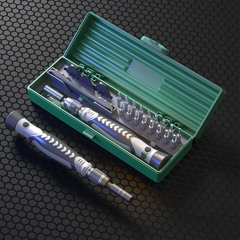 KING'SDUN KS-840071 25-in-1 Precision CRV Screwdriver Set with 17-Bits / Tweezers Portable Repair Tool Kit for Mobile Phones, Drones