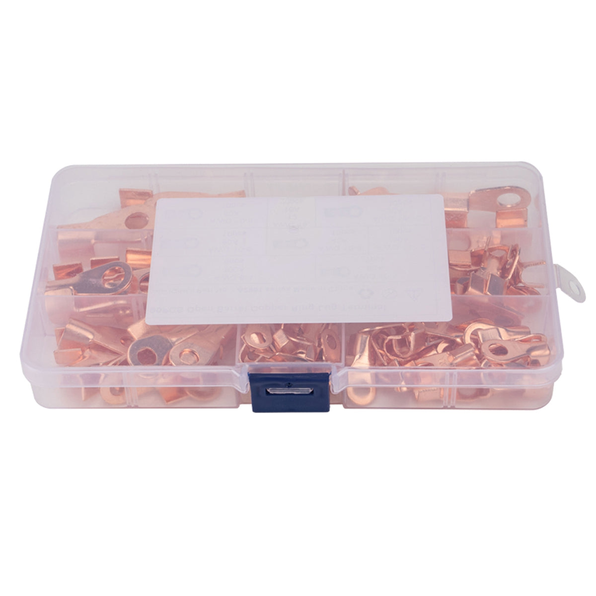 A2964 140Pcs 5A / 10A / 20A / 30A / 40A / 50A / 60A / 80A / 100A Open Barrel Terminals Set Wire Crimp Cable Lugs Copper Terminal Connectors with Storage Box