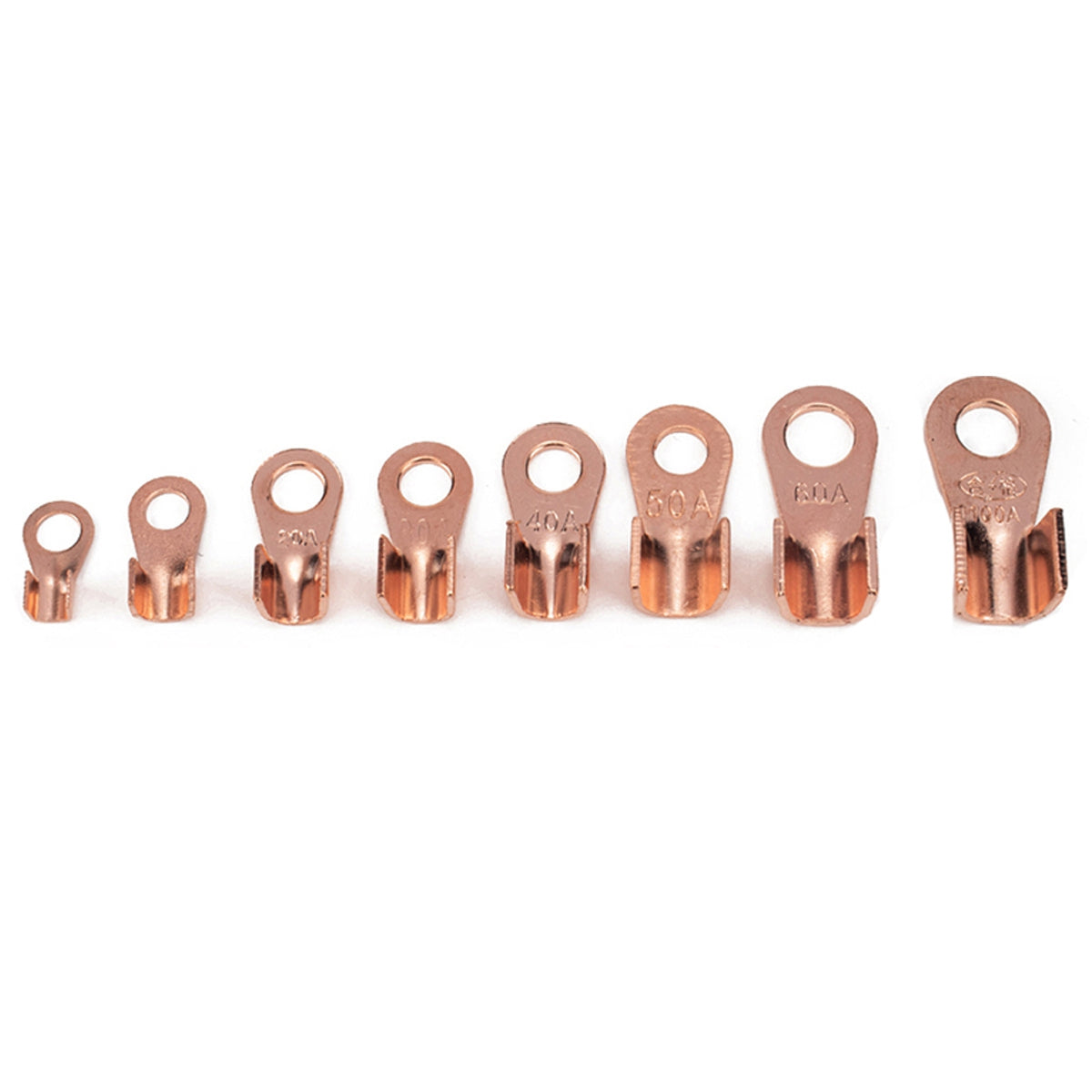 A2965 185Pcs Open Barrel Terminals Set 5A / 10A / 20A / 30A / 40A / 50A / 60A / 100A Wire Crimp Cable Lugs Copper Terminal Connectors with Storage Box