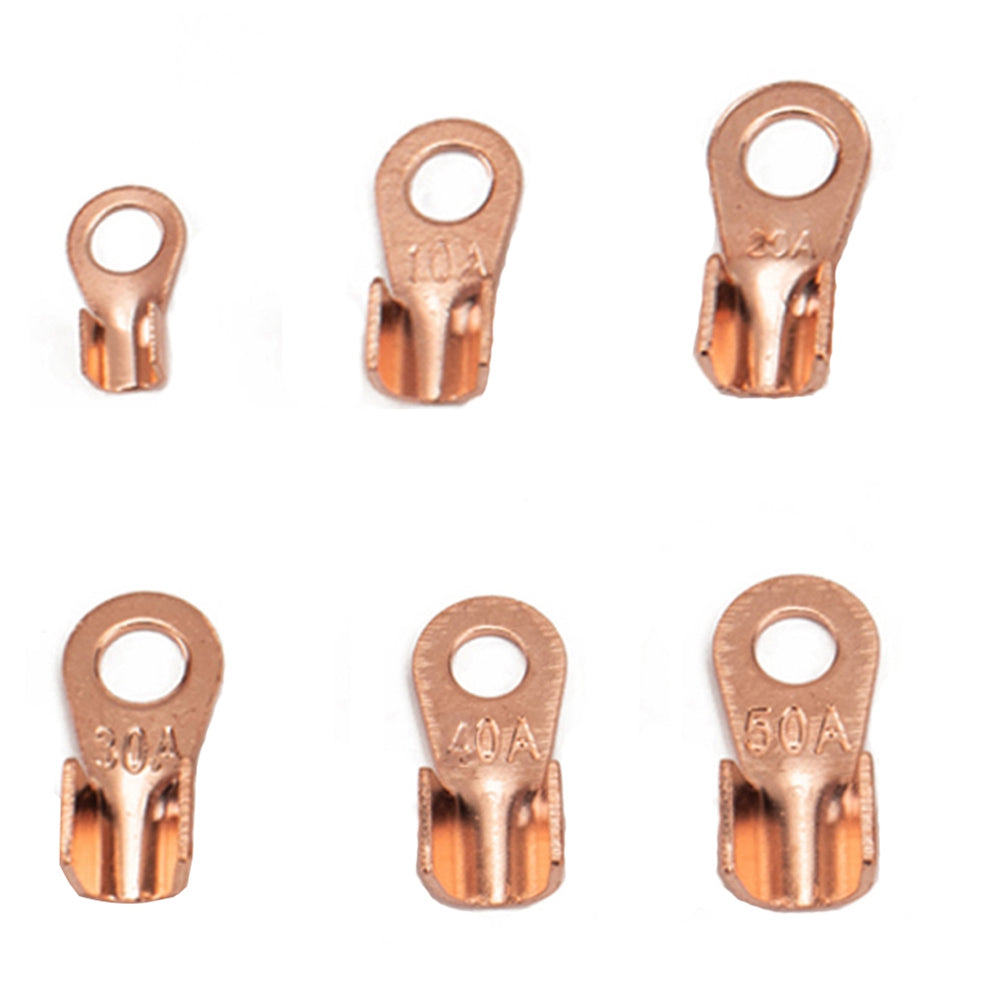 A2966 135Pcs / Set 5A / 10A / 20A / 30A / 40A / 50A Open Barrel Copper Terminals Wire Crimp Lugs Heat Shrink Tubing Assortment Kit with Storage Box