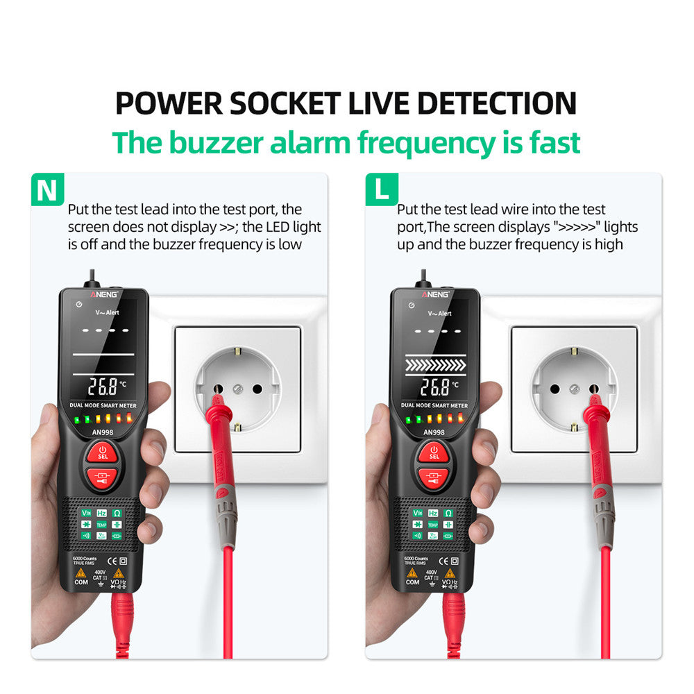 Aneng AN998  Digital Multimeter 6000 Counts Auto Range AC/DC Voltmeter OHM HZ Temperature Tester