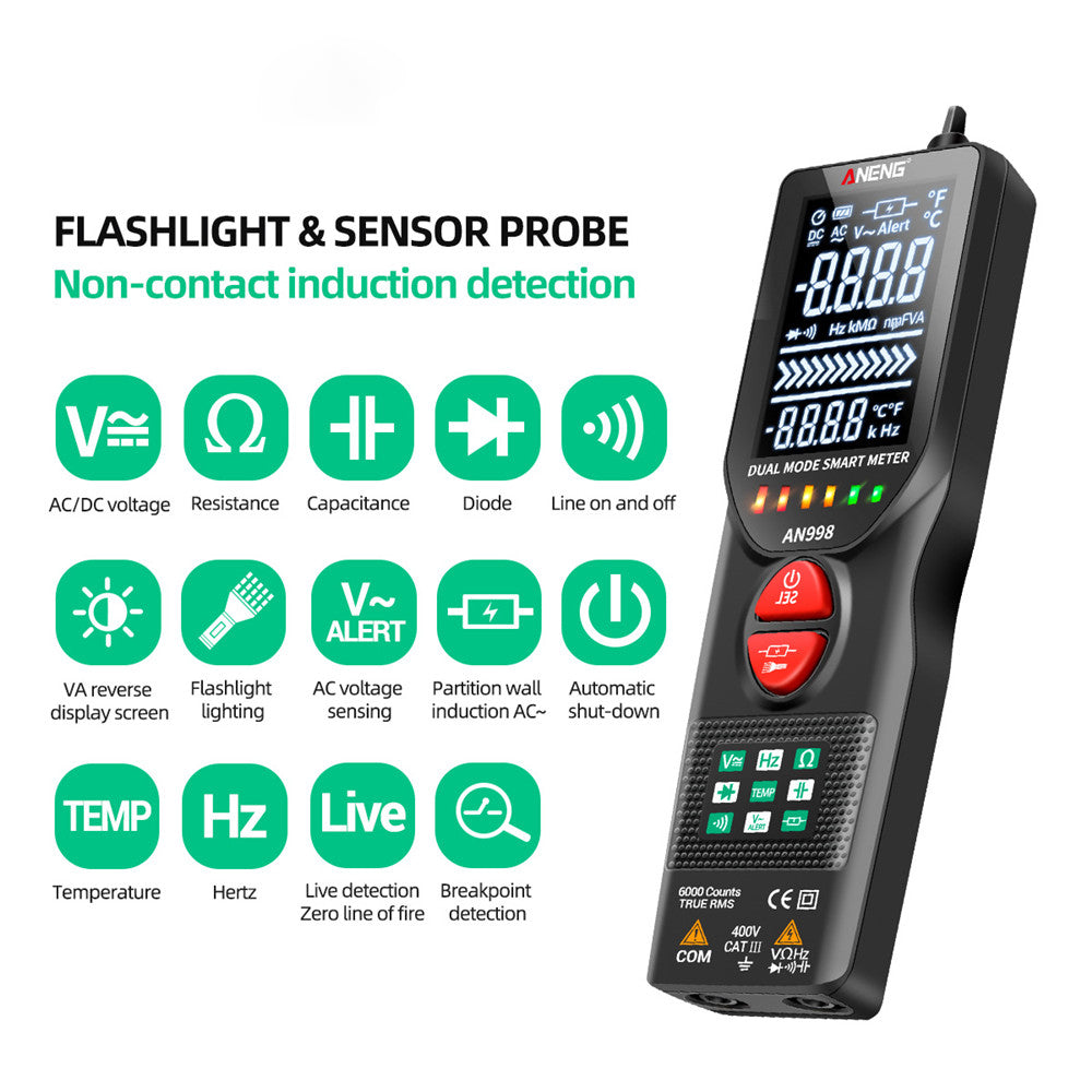 Aneng AN998  Digital Multimeter 6000 Counts Auto Range AC/DC Voltmeter OHM HZ Temperature Tester