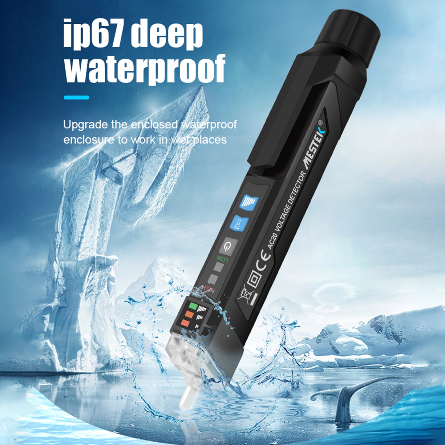 Uniqkart AC20 12-1000V Smart Non-Contact Electric Test Pencil AC Voltage Alarm Smart Detector Tester Pen