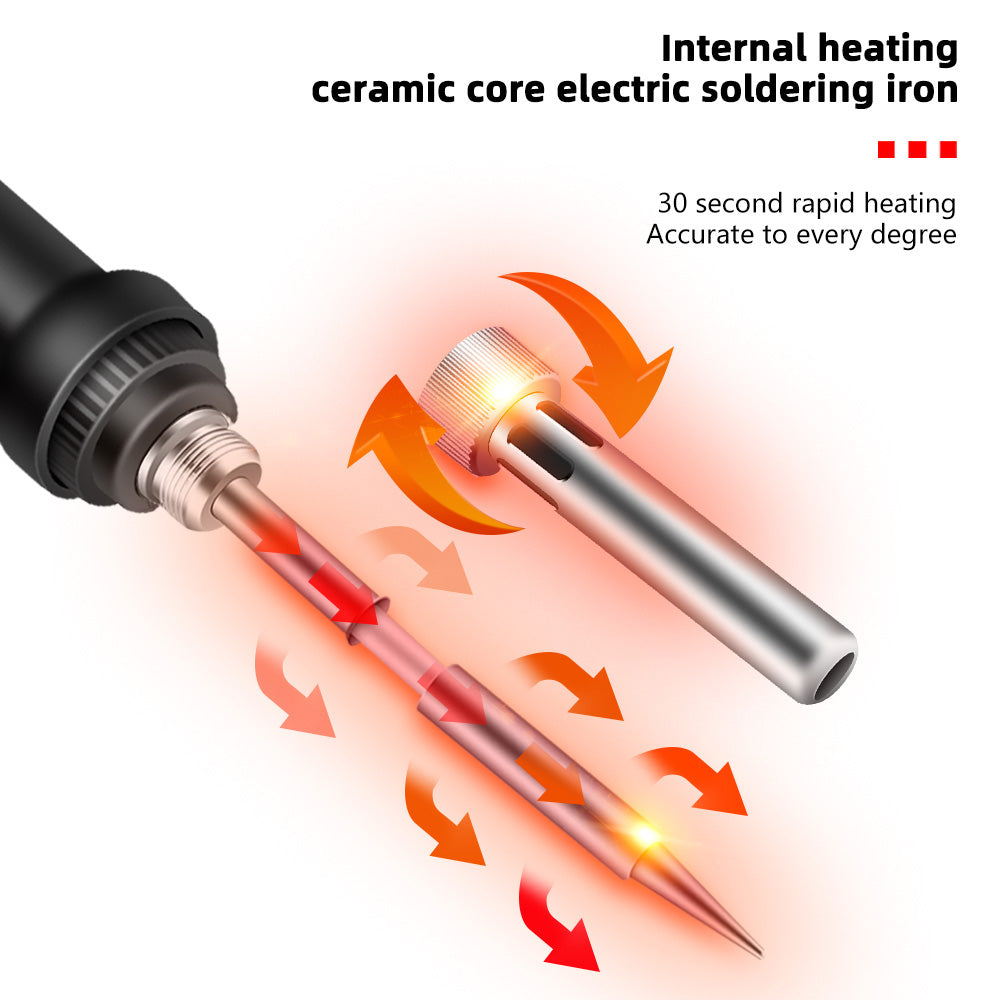Aneng SL102 17Pcs Adjustable 60W Electric Soldering Iron Kit with Replaceable Welding Head Electronic Repair Set - EU Plug