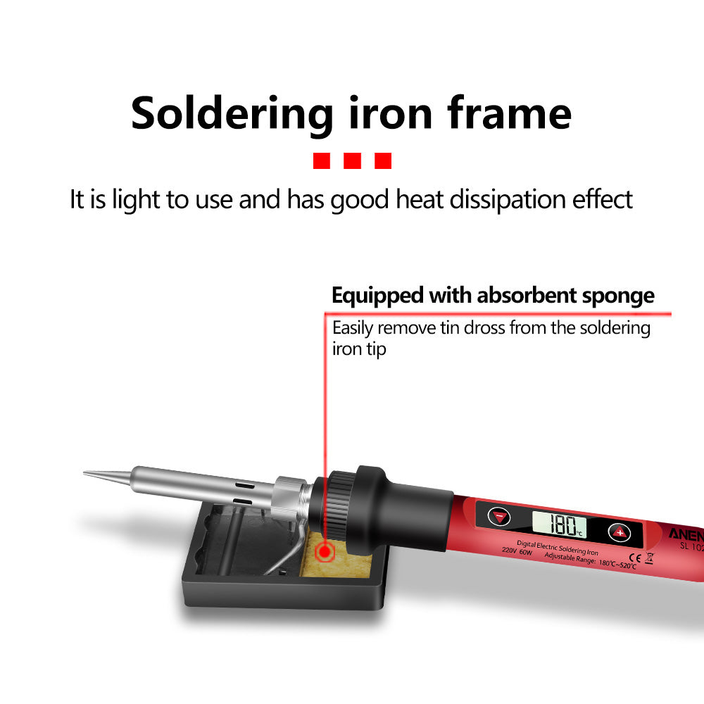 Aneng SL102 12Pcs 60W Fast Heating Design Electric Soldering Iron Kit with Replaceable Welding Head Set - EU Plug