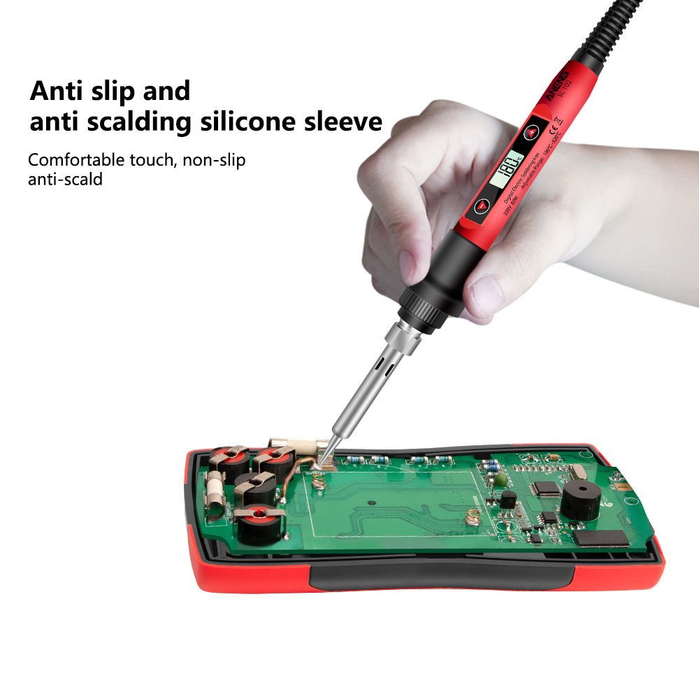 Aneng SL102 16Pcs 60W Adjustable Temperature Soldering Welding Iron Tools Kit with Digital Multimeter - EU Plug