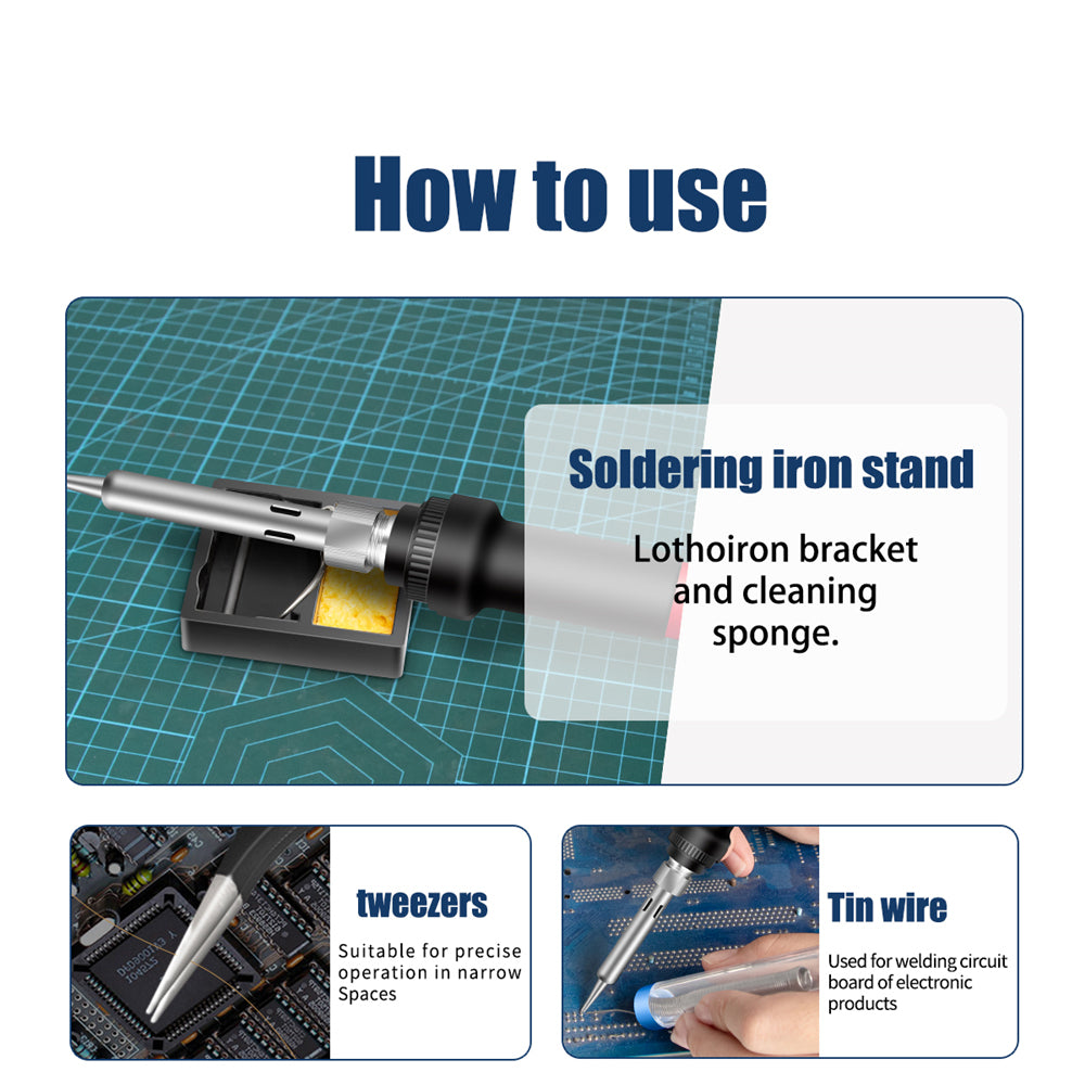 Aneng SL101 17Pcs Multi-Functional 60W Electric Soldering Iron Kit with Replaceable Welding Head Electronic Repair Set - EU Plug