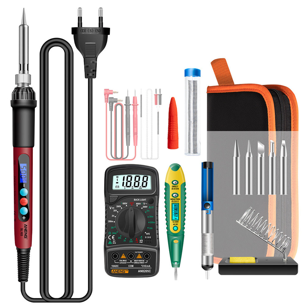 Aneng SL103 16Pcs 60W Intelligent Constant Temperature Electric Soldering Iron Kit with LCD Display - EU Plug