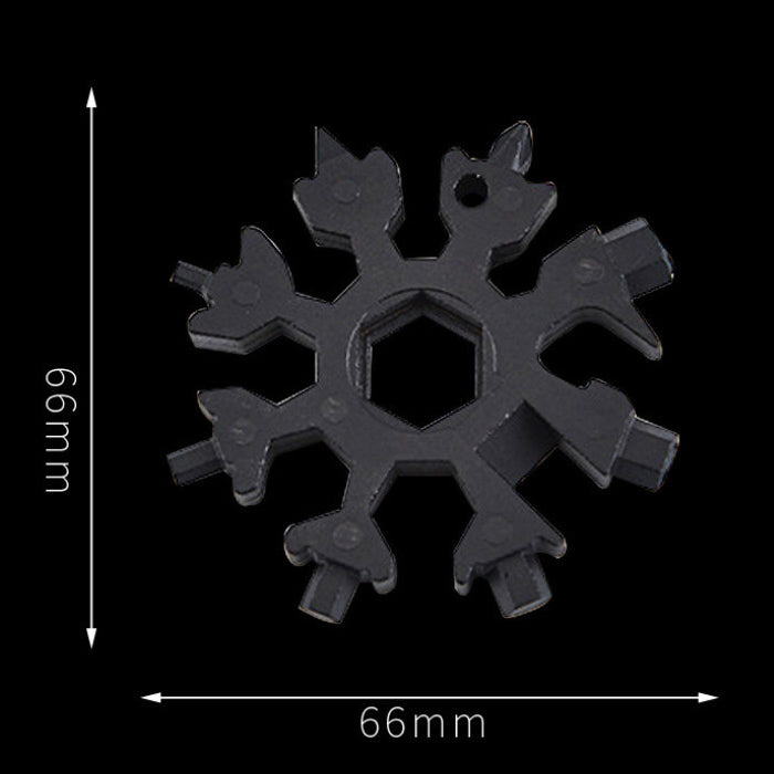 18-In-1 Snowflake Wrench Tool Spanner Hex Wrench Screwdriver Multifunction Tool - Black
