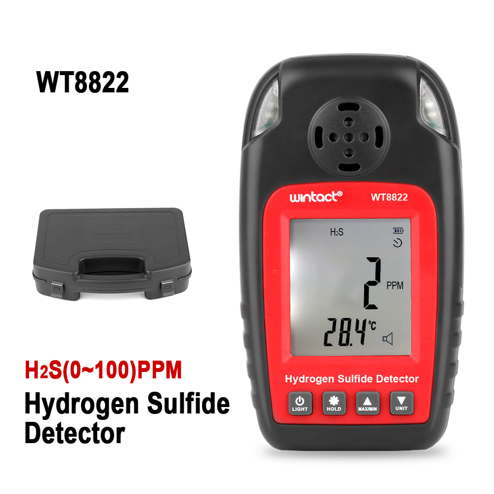 Uniqkart WT8822 Hydrogen Sulfide Detector H2S Gas Sensor High Sensitive Poisoning Alarm Tester