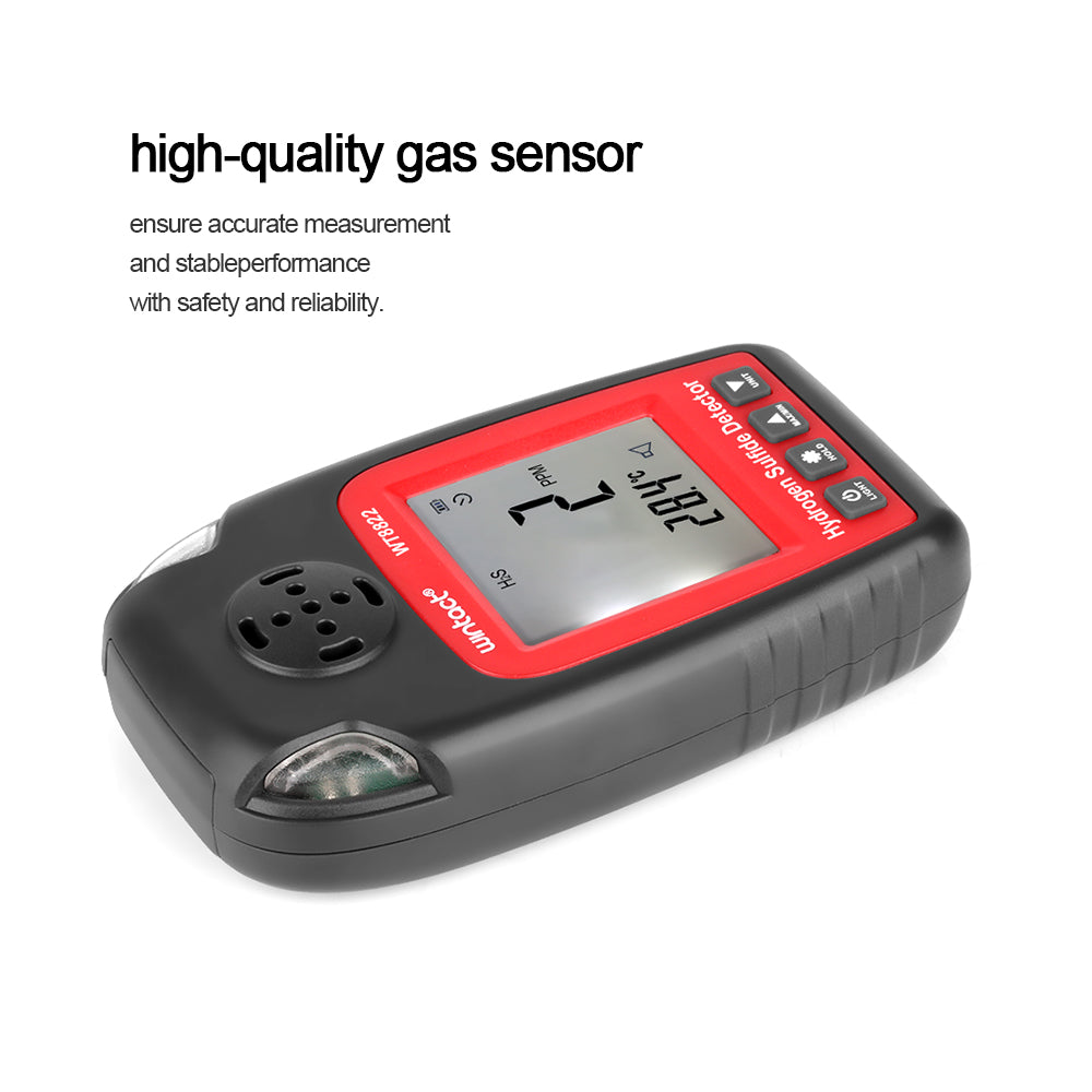 Uniqkart WT8822 Hydrogen Sulfide Detector H2S Gas Sensor High Sensitive Poisoning Alarm Tester