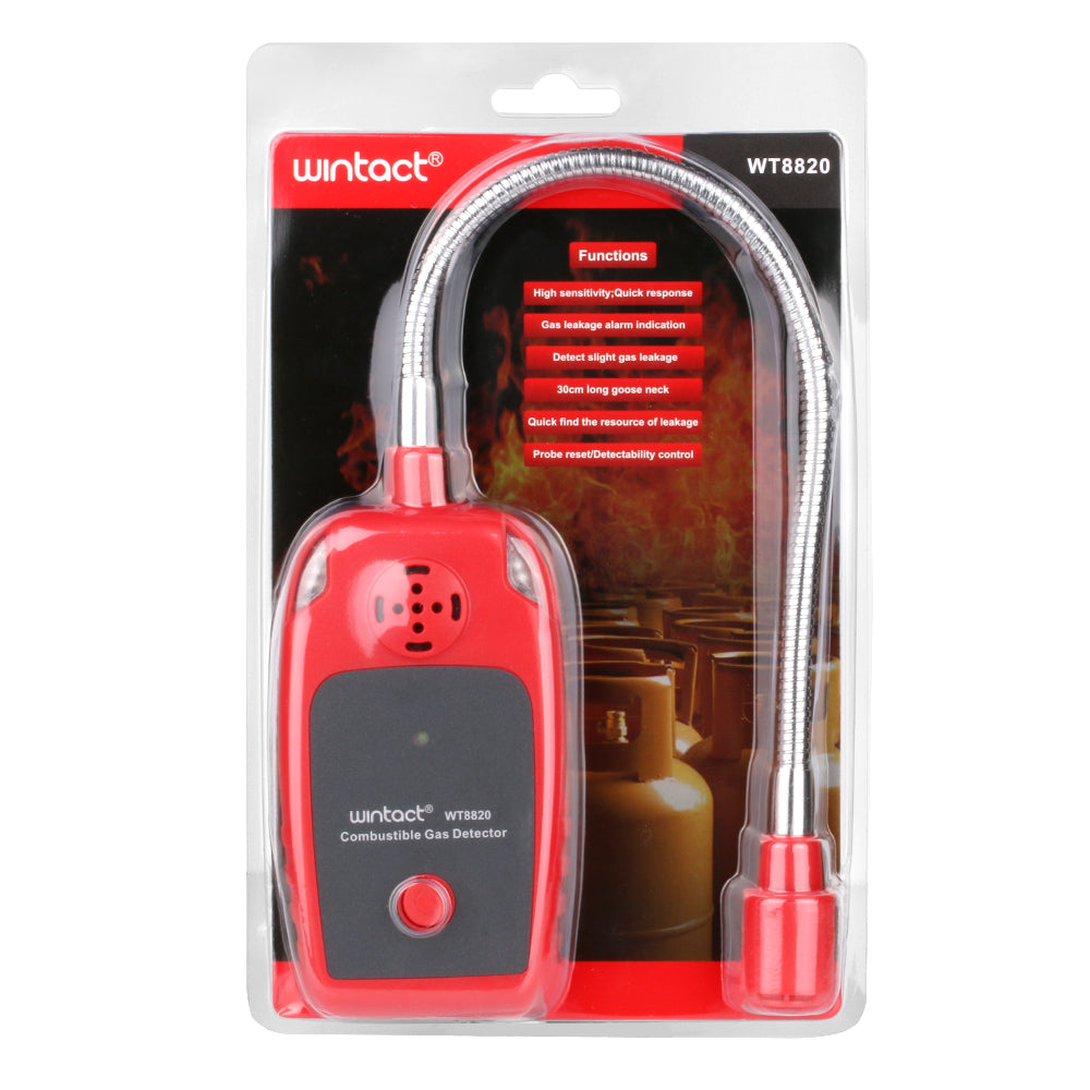 Uniqkart WT8820 Handheld Combustible Gas Detector Flammable Natural Gas Leakage Sensor Tester with Gooseneck Sensor