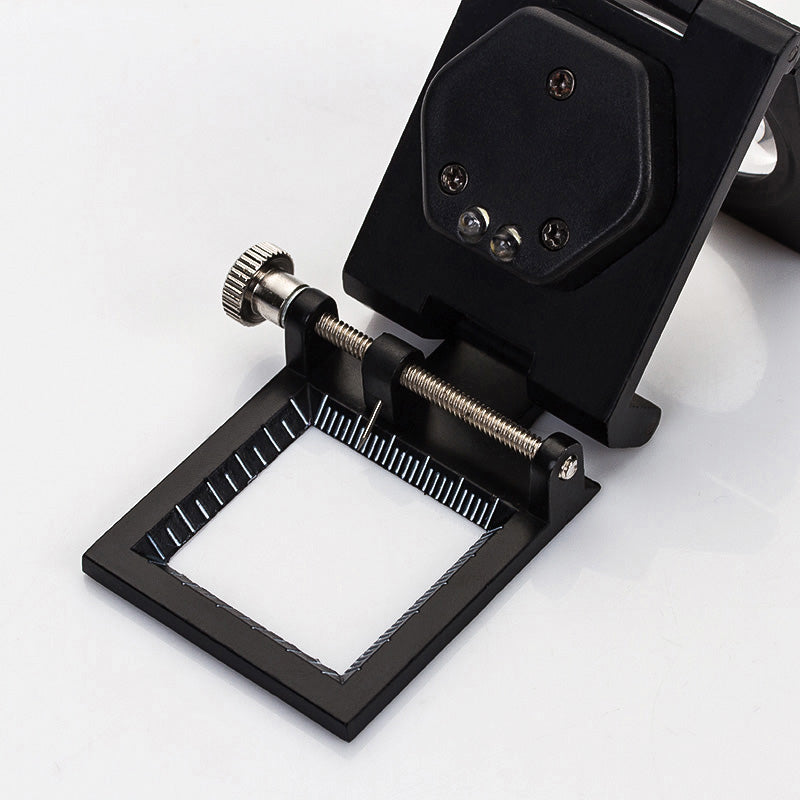 905A 10X Dual LED Light Optical Glass Metal Foldable Magnifying Glass Cloth Observing Magnifier with Scale