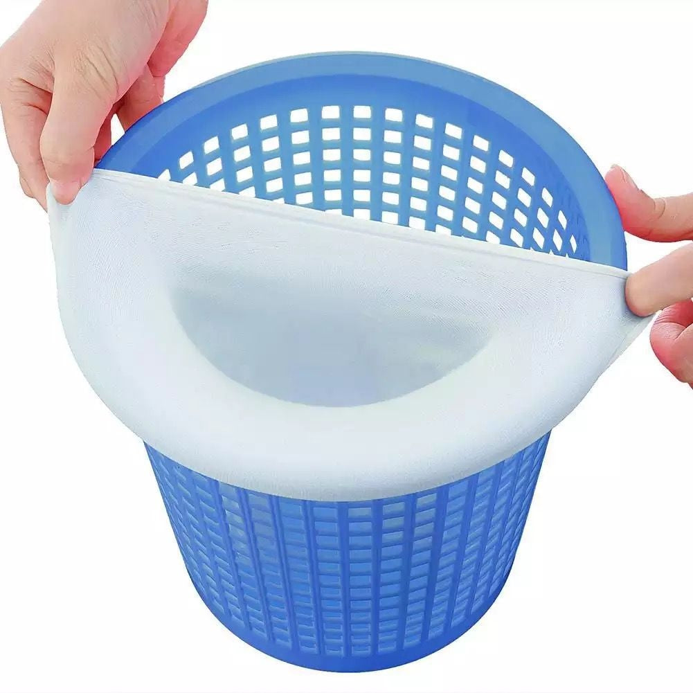 20Pcs Nylon Elastic Pool Basket Skimmer Mesh Pouch Swimming Pool Garbage Filter Socks - White