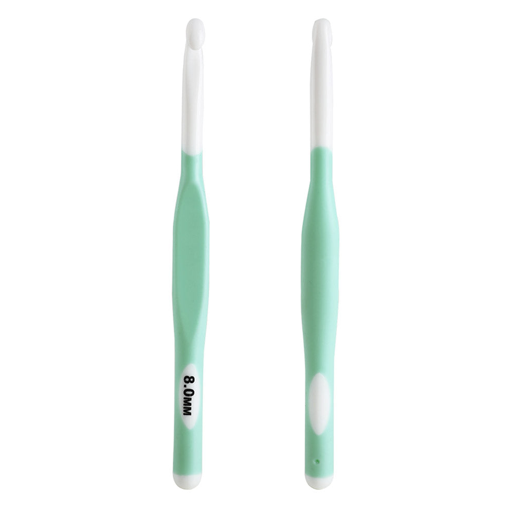 CH138-2 1Pc 8mm Knitting Needle Soft Grip Ergonomic Handle Yarn Crochet Needle Weaving Crochet Hook Needles DIY Craft Tool - Green