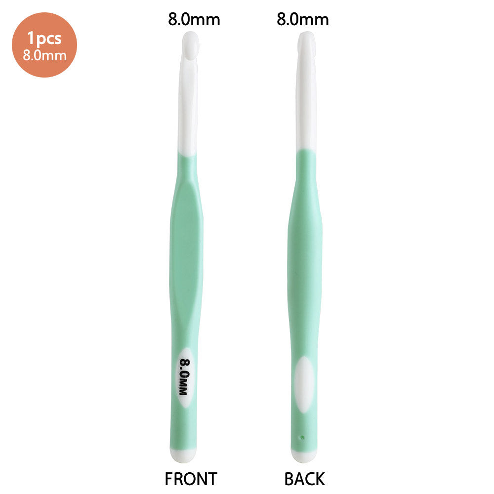CH138-2 1Pc 8mm Knitting Needle Soft Grip Ergonomic Handle Yarn Crochet Needle Weaving Crochet Hook Needles DIY Craft Tool - Green