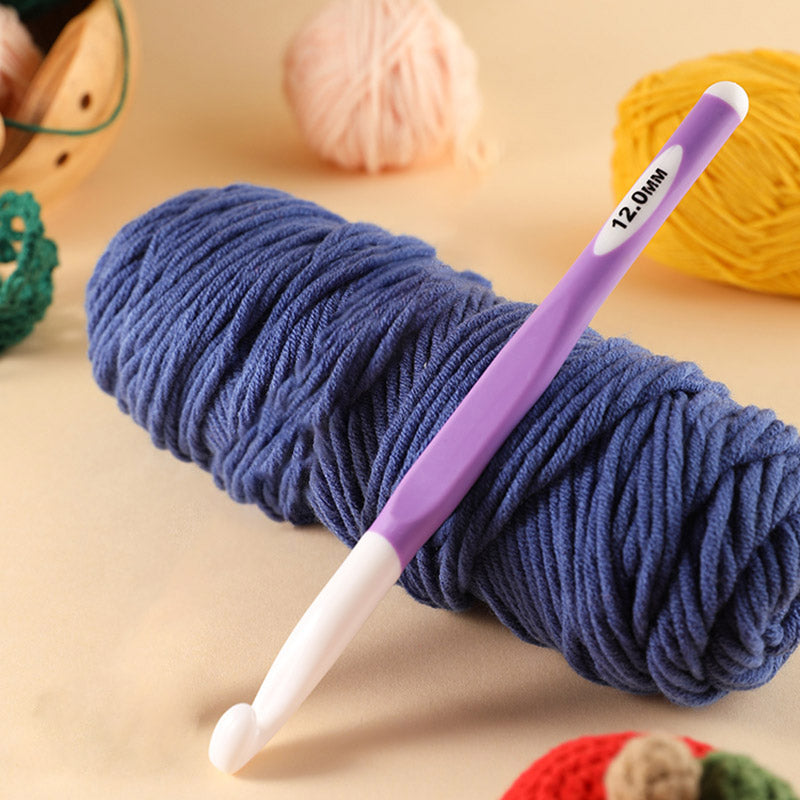 CH138-2 1Pc 12mm Soft TPR Handle Knitting Needle Yarn Crochet Needle Weaving Crochet Hook Needles DIY Craft Tool - Purple