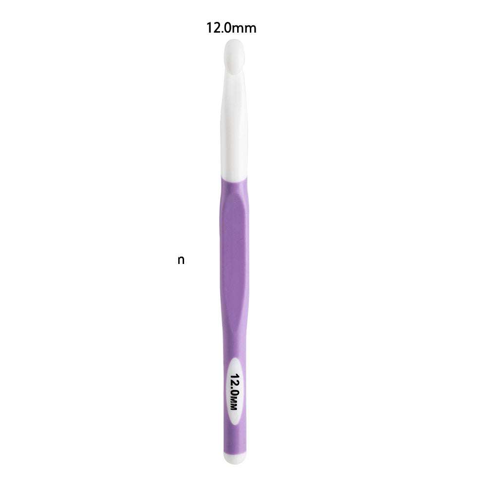 CH138-2 1Pc 12mm Soft TPR Handle Knitting Needle Yarn Crochet Needle Weaving Crochet Hook Needles DIY Craft Tool - Purple