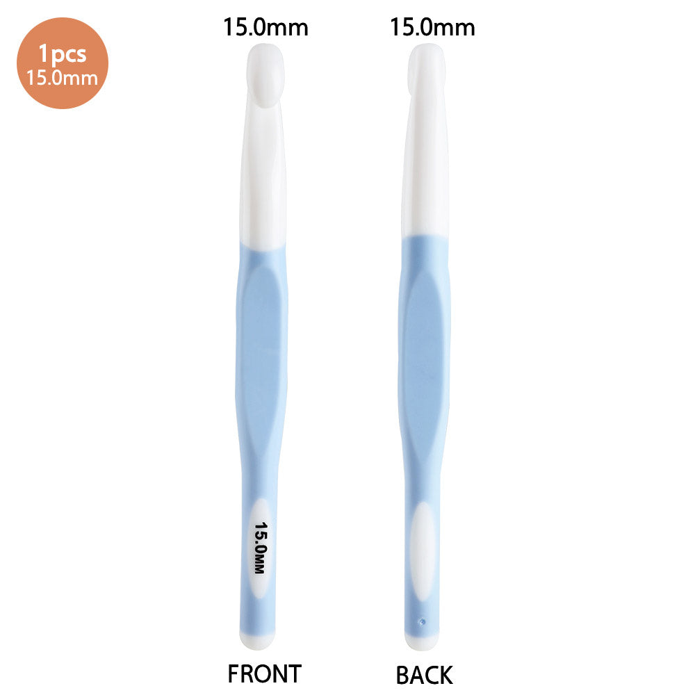 CH138-2 1Pc 15mm Plastic Knitting Needle with Soft Handle Yarn Crochet Needle Weaving Crochet Hook Needles DIY Craft Tool - Blue