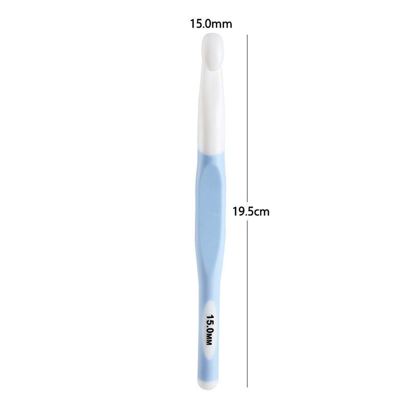 CH138-2 1Pc 15mm Plastic Knitting Needle with Soft Handle Yarn Crochet Needle Weaving Crochet Hook Needles DIY Craft Tool - Blue