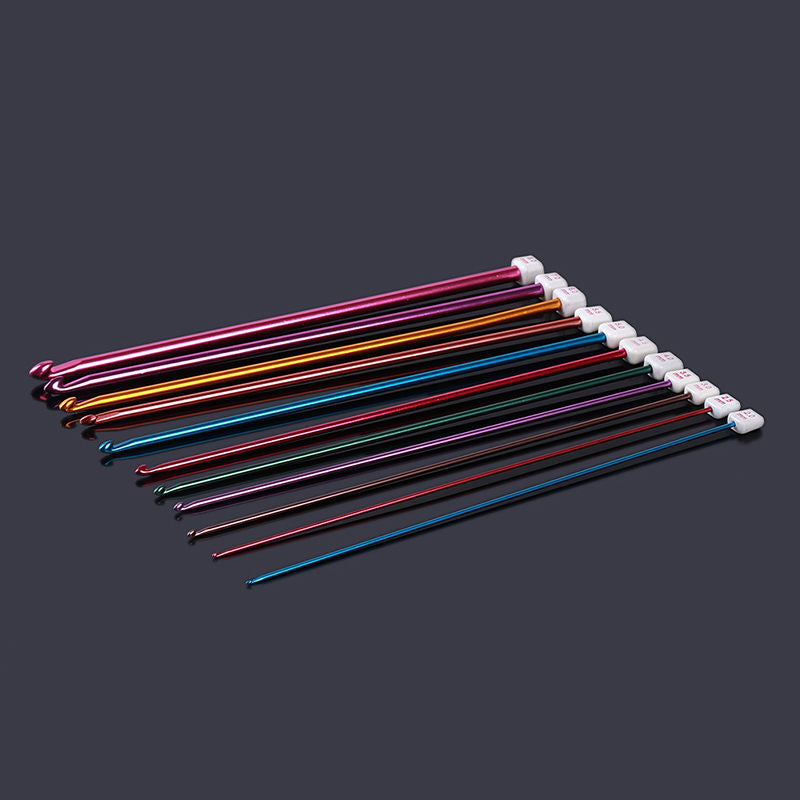 CH014 11Pcs 27cm Crochet Hooks Tunisian Afghan Knitting Needles Set Household Handmade Knitting Crochet Tool, 2mm - 8mm