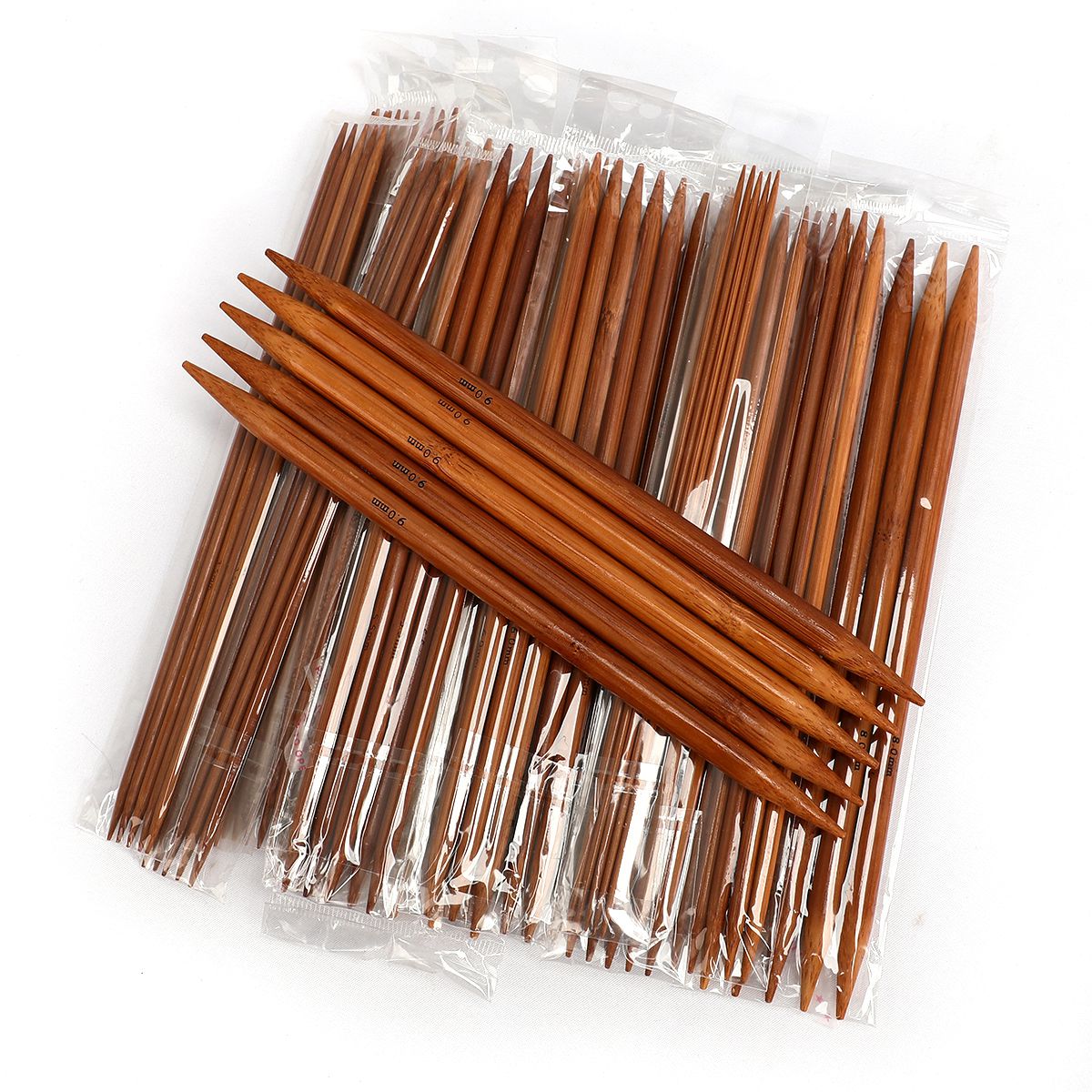 75Pcs / Set 15 Sizes Double Pointed Bamboo Knitting Needles Sweater Knitting Gloves Socks Craft Tool, Length: 20cm