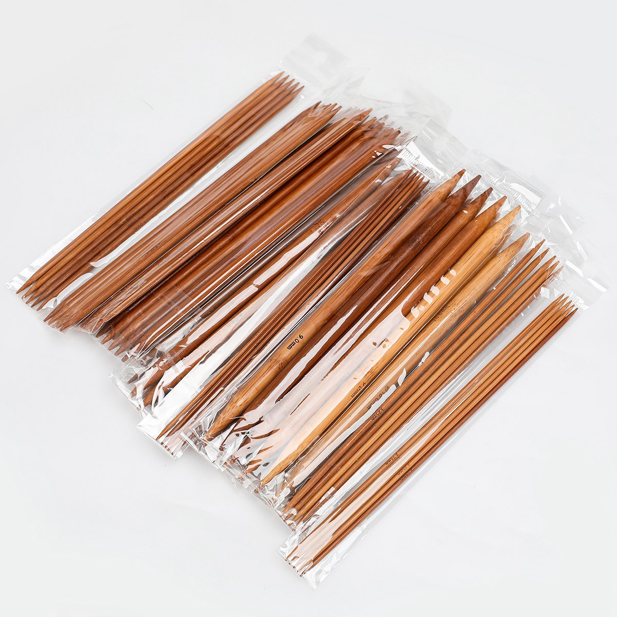 75Pcs / Set 15 Sizes Double Pointed Bamboo Knitting Needles Sweater Knitting Gloves Socks Craft Tool, Length: 20cm