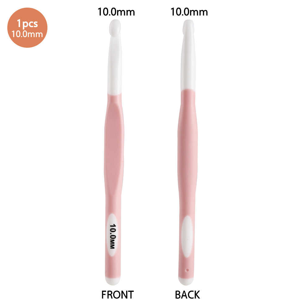 CH138-2 1Pc 10mm Yarn Crochet Needle Weaving Crochet Hook Needle Knitting Needle with Soft Handle DIY Craft Tool - Pink