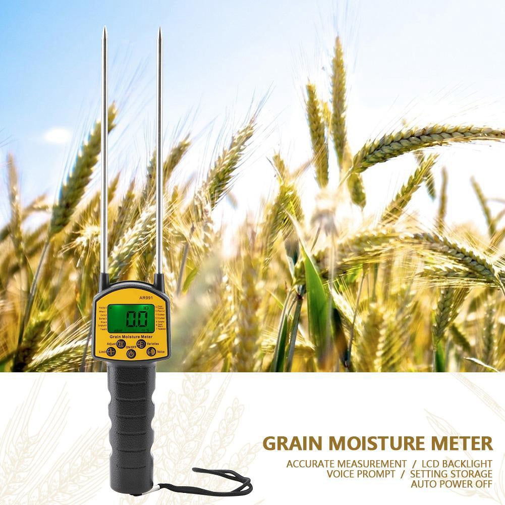 AR991 Digital Moisture Meter Cereal Moisture Meter Smart Sensor for Use In Corn Wheat Rice Grains Wheat Flour Seed (No FDA Certification)