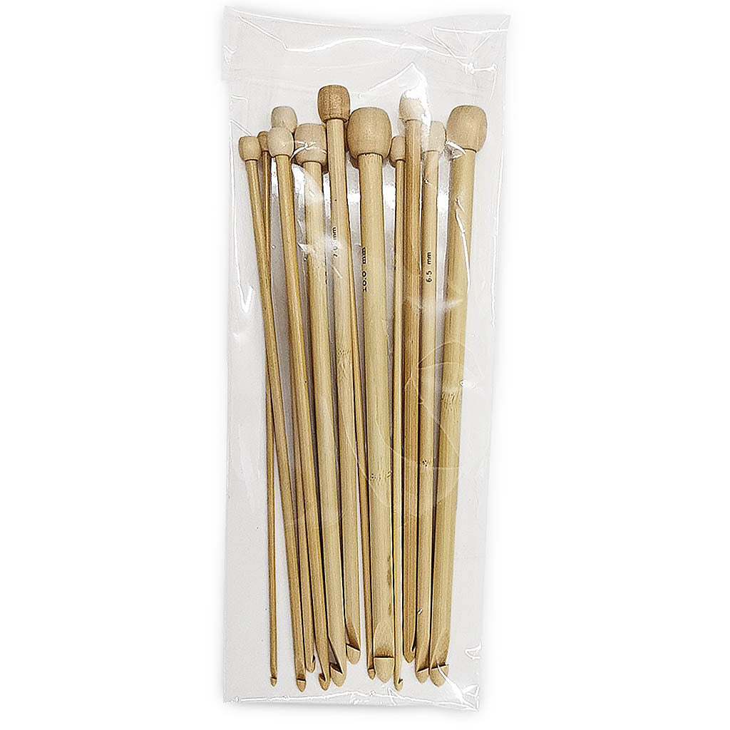 12Pcs Afghan Tunisian Bamboo Crochet Hooks Knitting Needles, Size 3.0-10.0mm