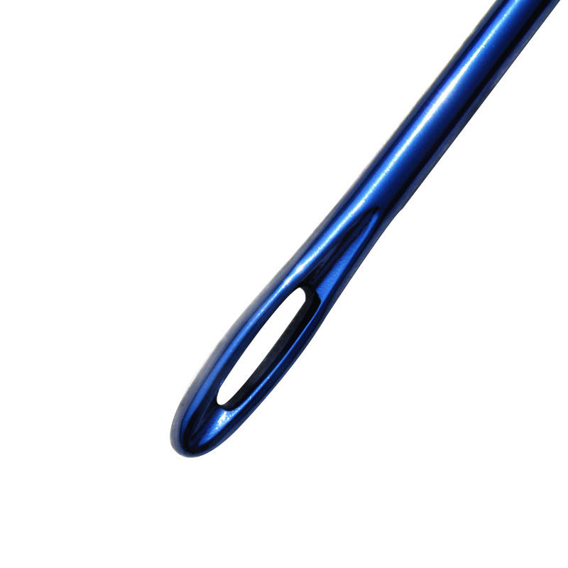 SKC Aluminum Oxide Tunisian Afghan Crochet Hook with Hole Eye Thread Needles Knitting Hand Knitting Tool - Blue