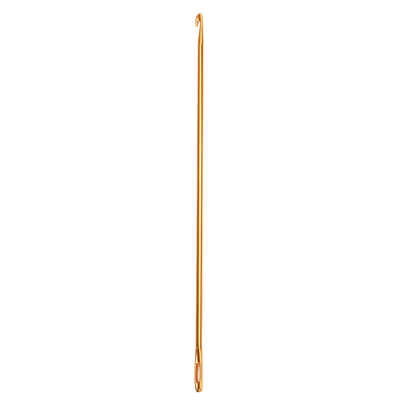 SKC Aluminum Oxide Tunisian Afghan Crochet Hook with Hole Eye Thread Needles Knitting Hand Knitting Tool - Gold