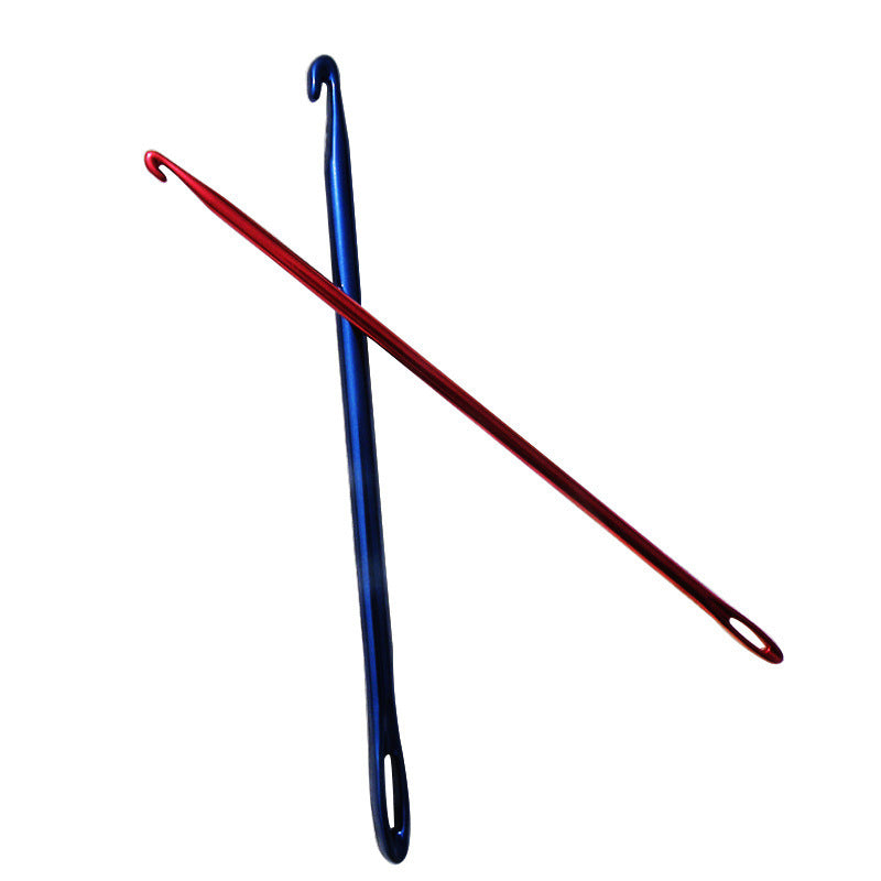 SKC Aluminum Oxide Tunisian Afghan Crochet Hook with Hole Eye Thread Needles Knitting Hand Knitting Tool - Gold