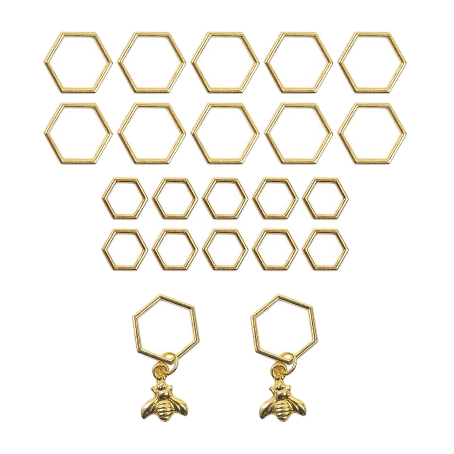 20Pcs Metal Knitting Crochet Locking Stitch Markers Set Hexagonal + Bee Crochet Latching Needle Clip