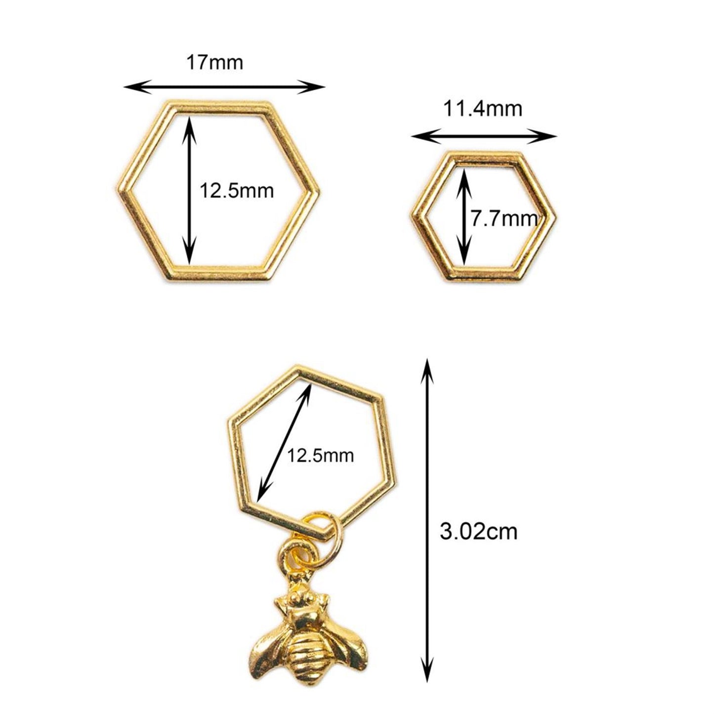 20Pcs Metal Knitting Crochet Locking Stitch Markers Set Hexagonal + Bee Crochet Latching Needle Clip