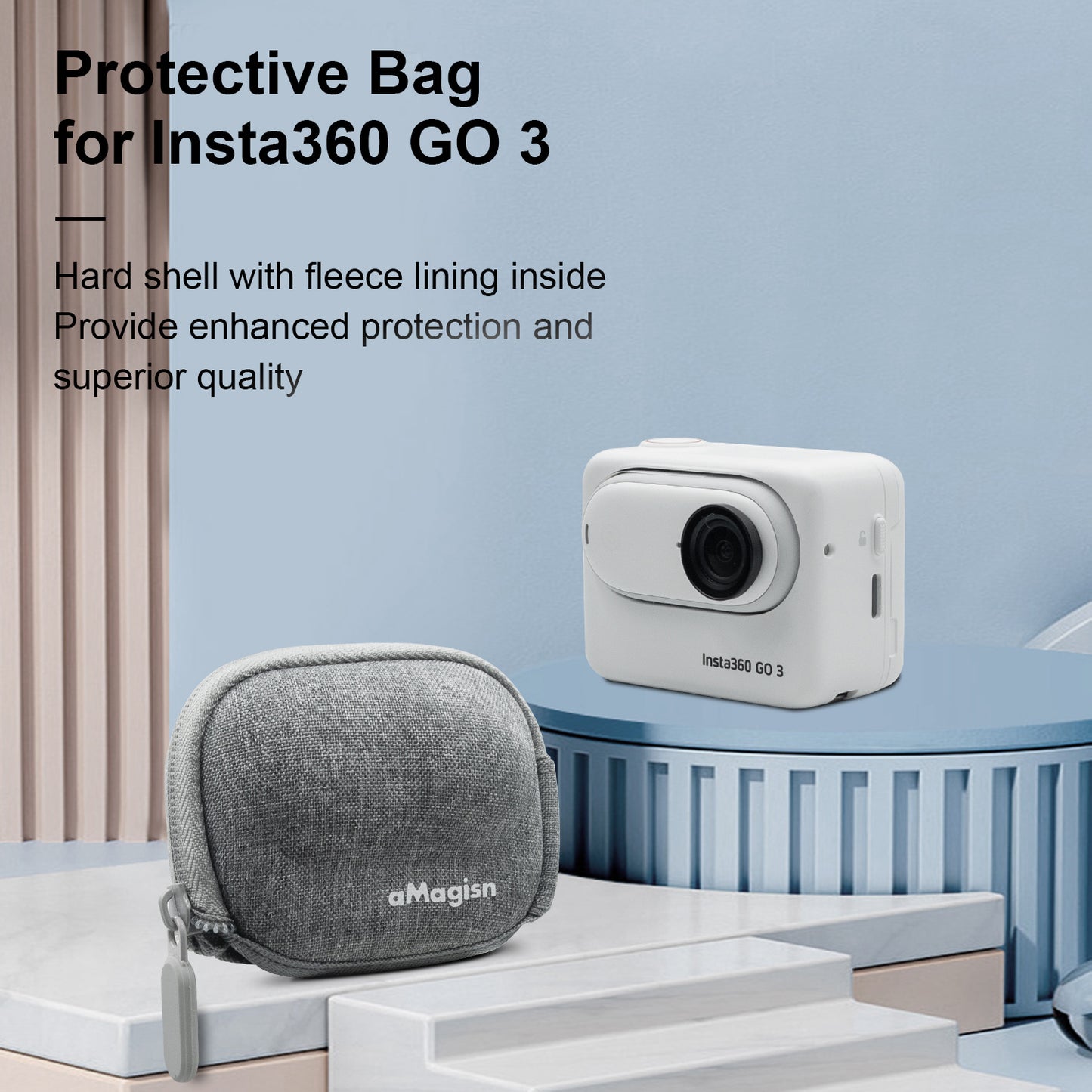 Uniqkart Storage Bag for Insta360 GO 3 , EVA+Fleece Action Camera Portable Carrying Case