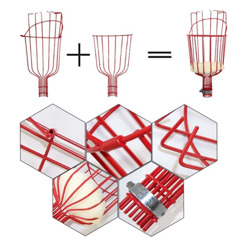 Iron Wire Fruit Picker Detachable Deep Basket Peach Pear Catcher Garden Fruit Picking Tool - Blue