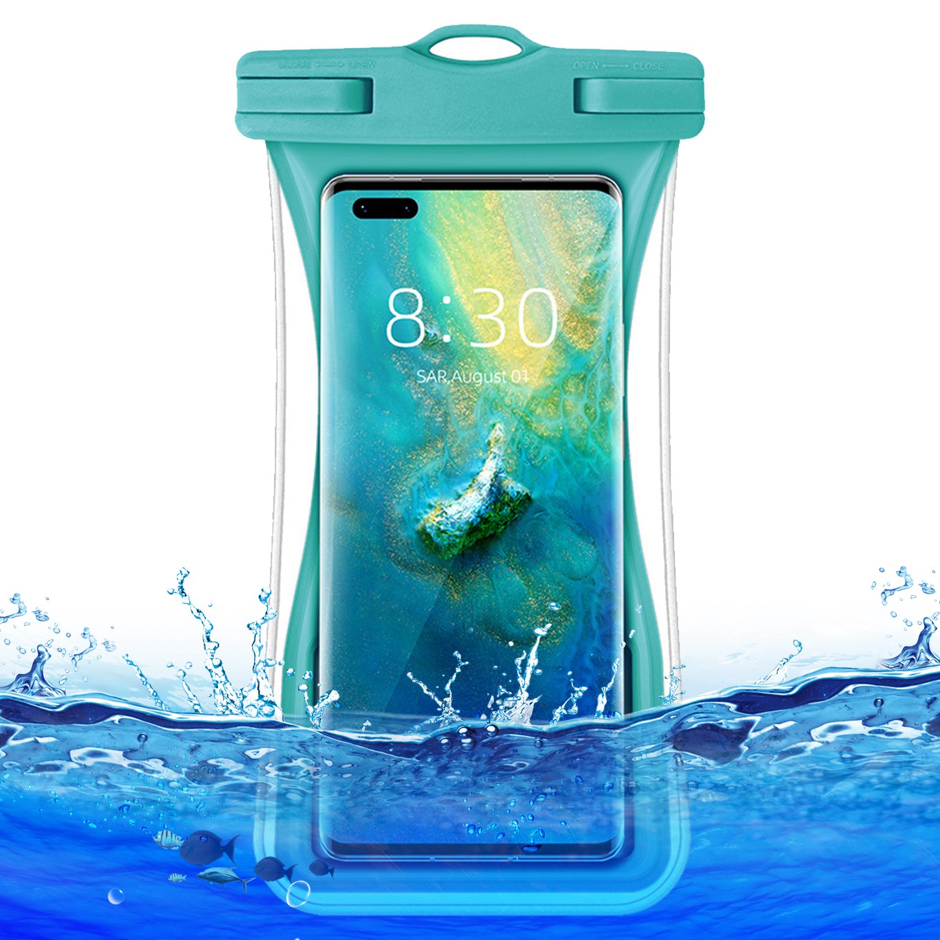 TPU Waterproof Bag for Under 7.2-inches Mobile Phone Beach Pool Phone Dry Bag with Floating Airbag - Macaroon Blue
