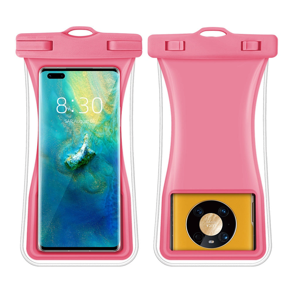 TPU Waterproof Bag for Under 7.2-inches Mobile Phone Beach Pool Phone Dry Bag with Floating Airbag - Pink