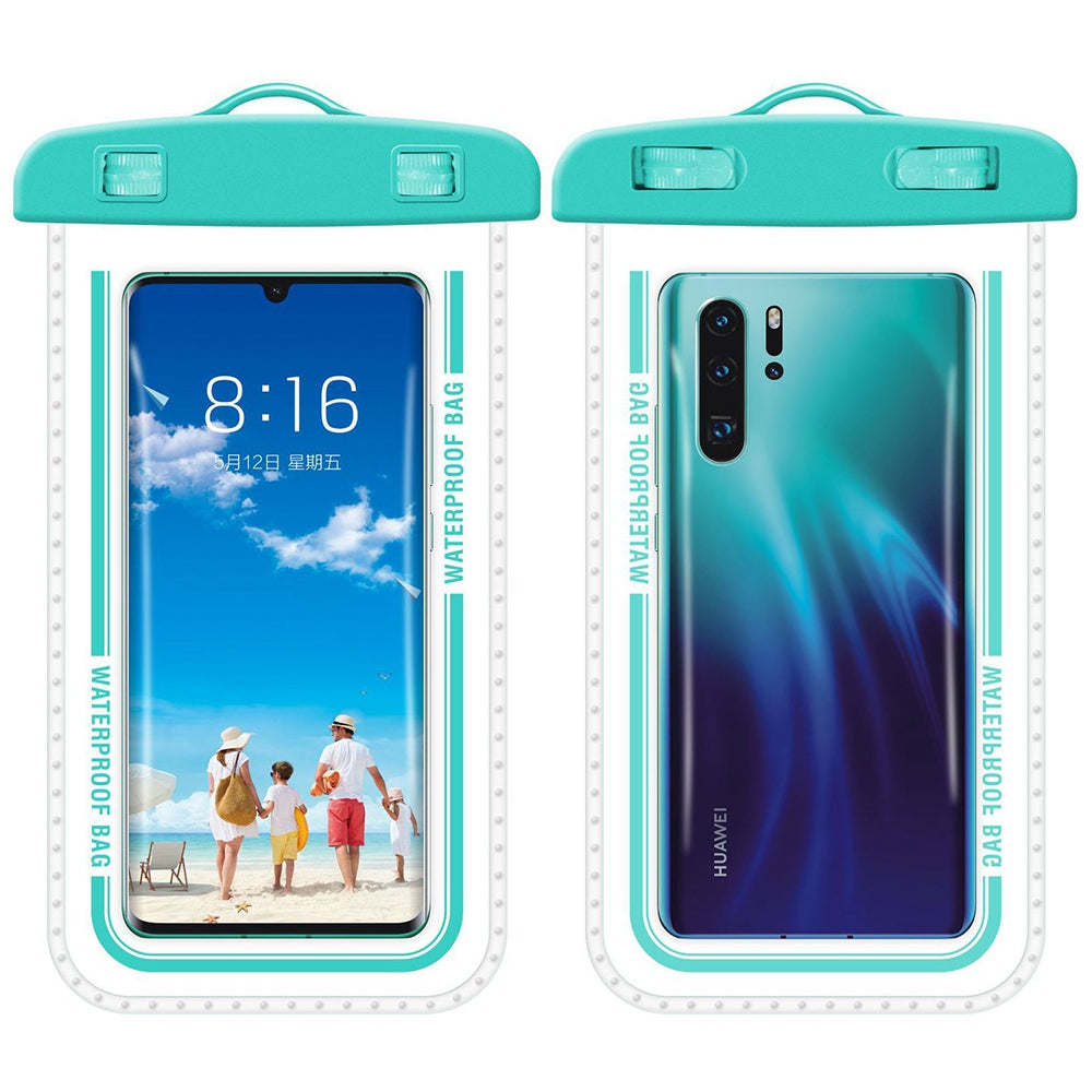 PVC Waterproof Bag with Lanyard for Under 7.2-inches Cell Phone Dry Bag for Pools, Beaches, Fishing - Macaroon Blue