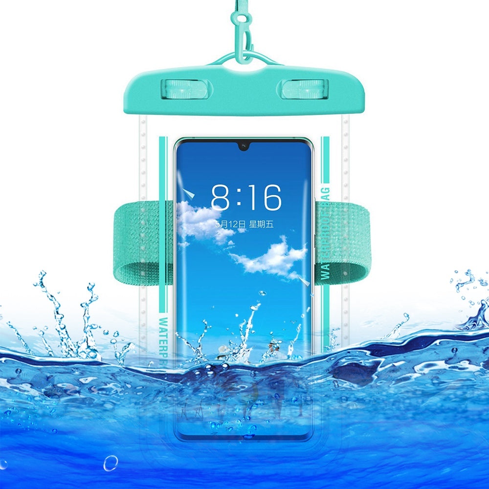 PVC Waterproof Phone Bag for Under 7.2-inches Mobile Phone Water Resistant Pouch with Strap for Swimming - Macaroon Blue
