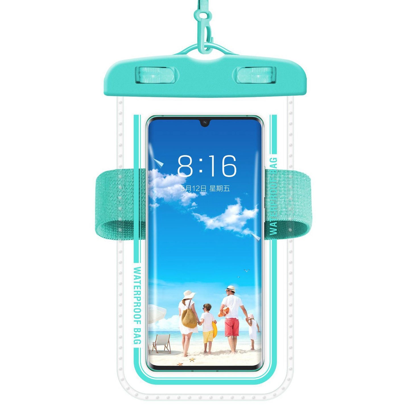 PVC Waterproof Phone Bag for Under 7.2-inches Mobile Phone Water Resistant Pouch with Strap for Swimming - Macaroon Blue