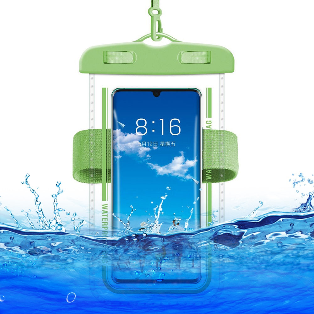 PVC Waterproof Phone Bag for Under 7.2-inches Mobile Phone Water Resistant Pouch with Strap for Swimming - Green