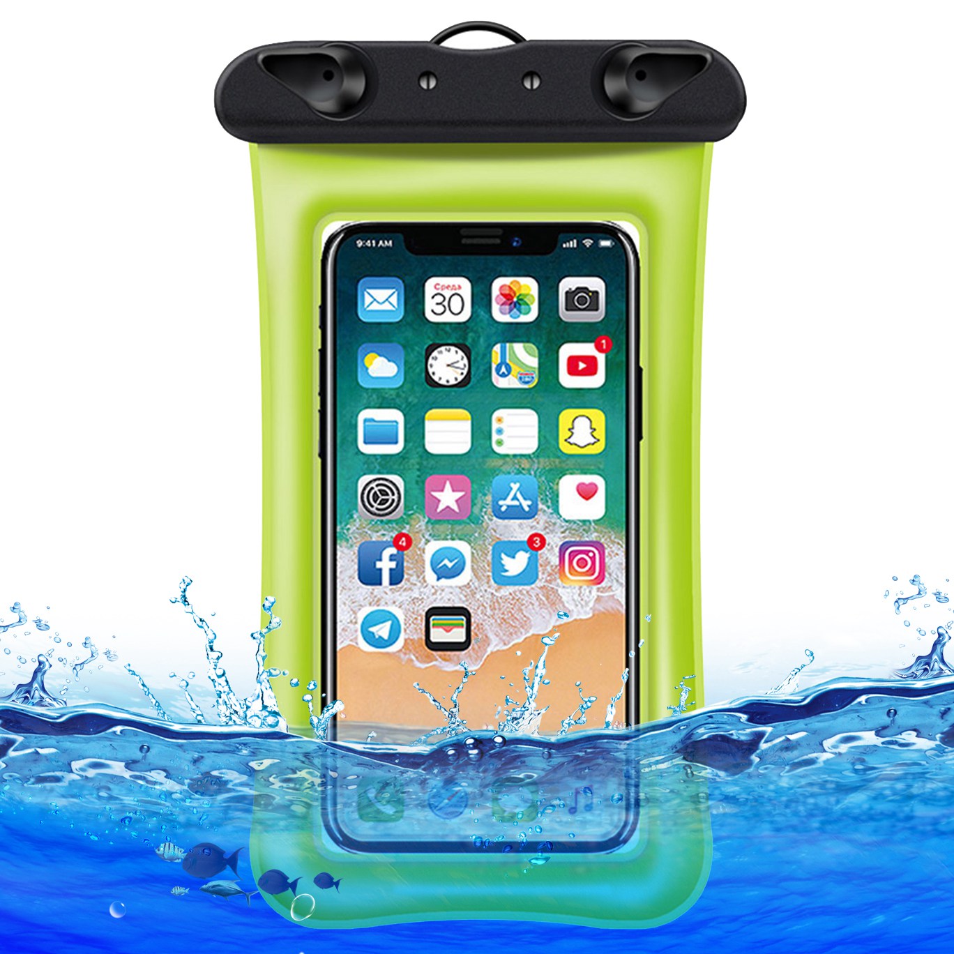 Floating Airbag Waterproof Bag for Under 7.2-inches Cell Phone Beach Pool Phone Dry Bag with Lanyard - Green